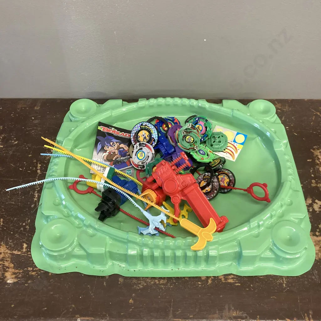 Vintage Turbo Tower Totem Tops, Assorted Beyblades, Plastic Arena Etc Image 1++